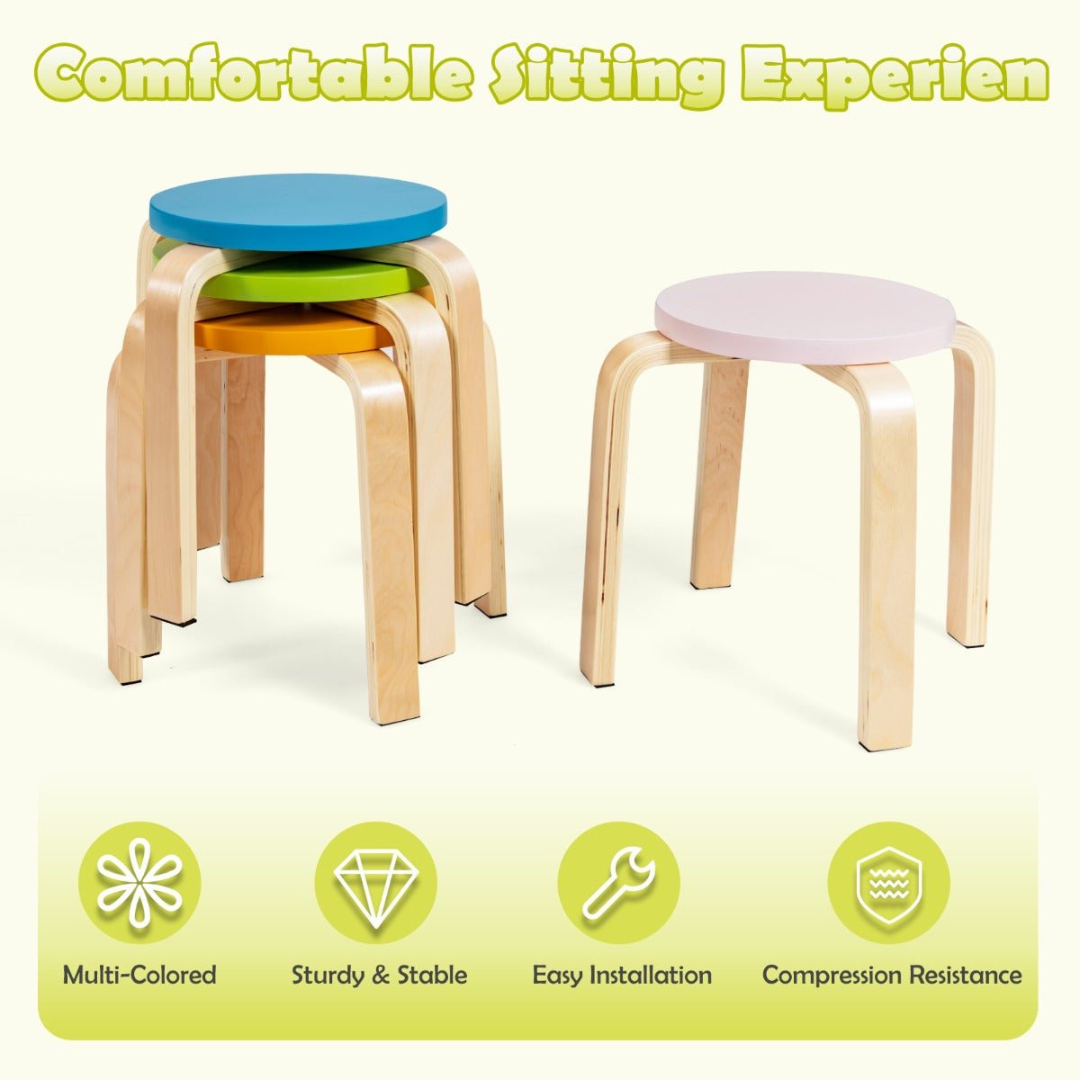 Multicolour Comfort: 5-Piece Table & Chair Set for Cozy Kids Spaces