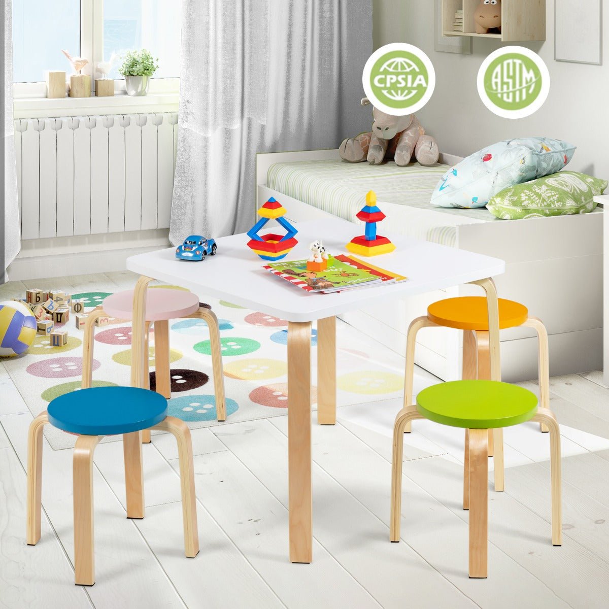 Multicolour Children's Table & Chair Set: 5-Piece Furniture Collection for Joyful Kids