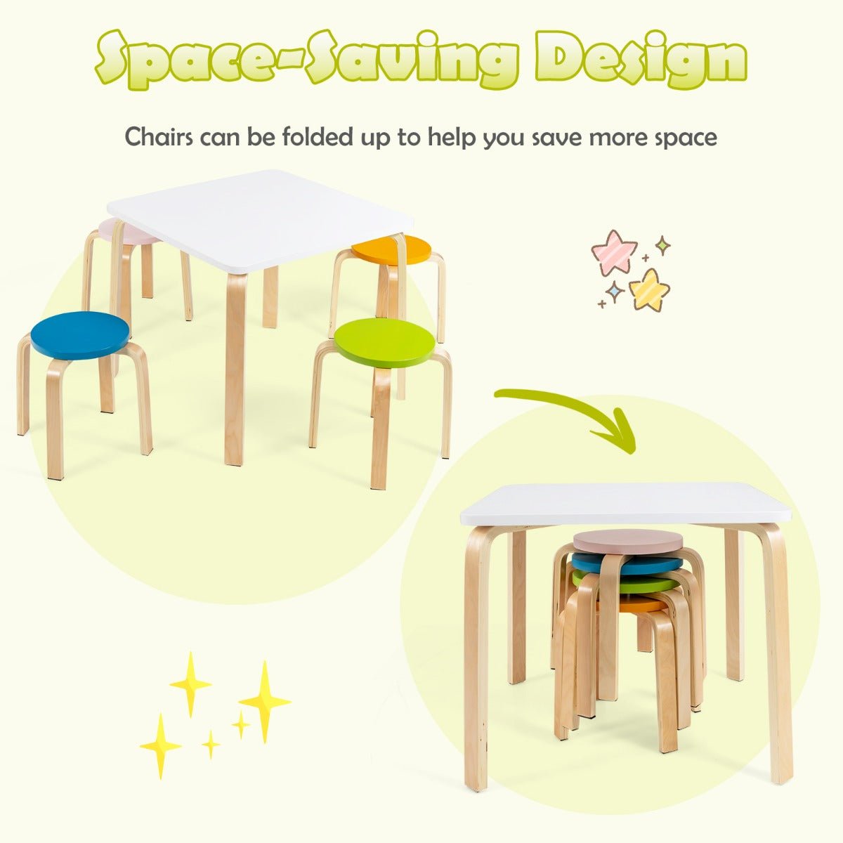 Multicolour Wonder: 5-Piece Kids Table & Chair Set for Curious Minds