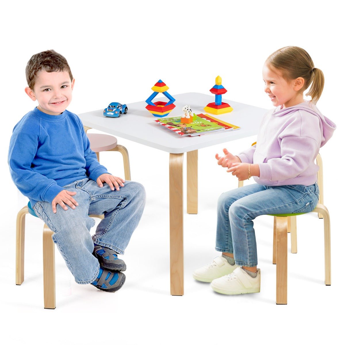 Multicolour Delight: 5-Piece Table & Chair Set for Kids Playful Haven