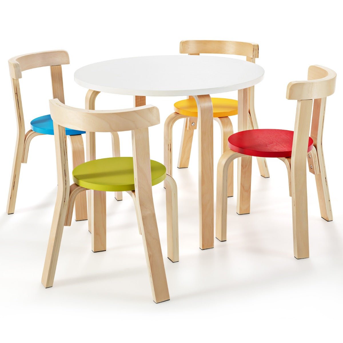 Shop 5 Pieces Wooden Kids Table and Chairs Set in Multi Colors