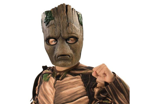 Kids Marvel Teen Groot costume with 3D mask, perfect for imaginative play at home.