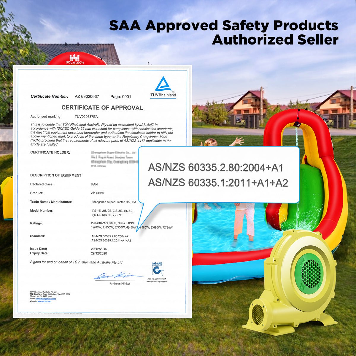 Bounce House Ready - 680W Electric Air Fan Blower for Quick Setup Bounce House Ready - 680W Electric Air Fan Blower for Quick Setup