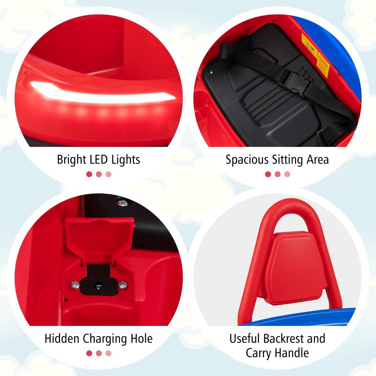 Joyful 360° Spinning with Kids' Red Electric Bumper Car Joyful 360° Spinning with Kids' Red Electric Bumper Car