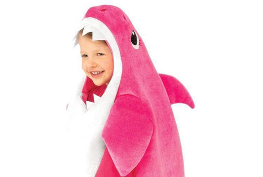 Pink Fong Baby Shark Mummy Costume with Sound for Kids - Fun musical dress-up for kids.