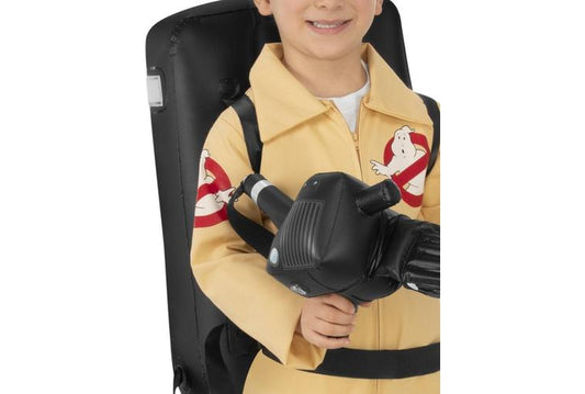 Ghostbusters kids costume with light-up design and inflatable proton pack for imaginative play.