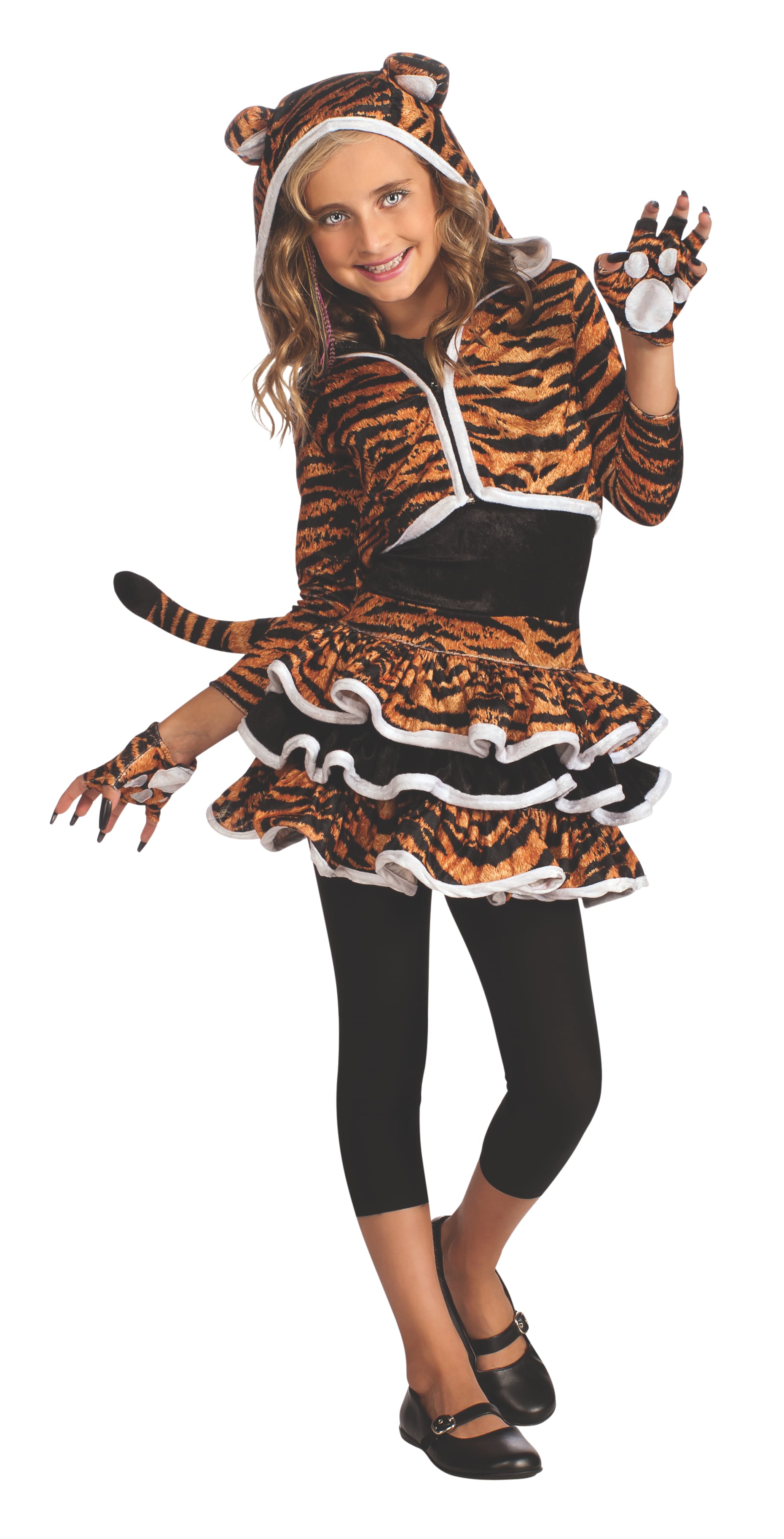 Tigress Kids Costume - Medium Size (8/10), Includes Dress, Sleevelets, Headband & Leg Warmers - View #8