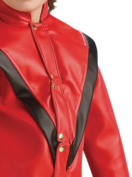 Red Michael Jackson Thriller jacket for kids, perfect for Halloween costumes and playtime.