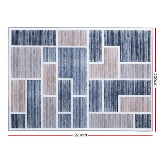 Grey soft modern floor rug 200x290cm, perfect for childrens room with short pile design.
