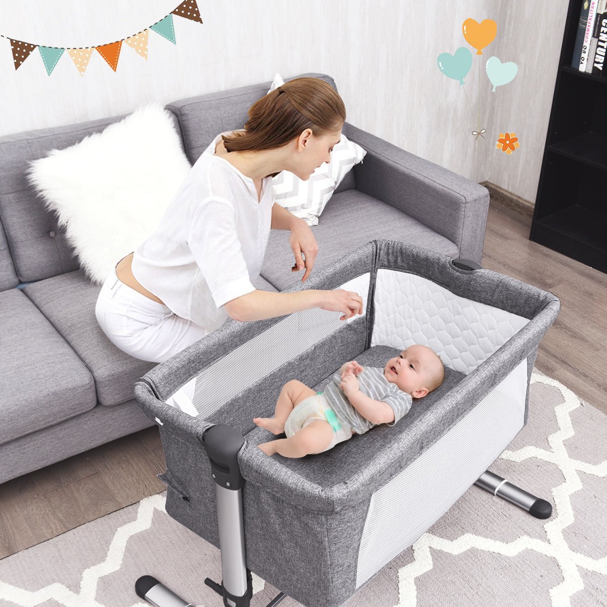 Innovative Baby Bassinet Cot with Adjustable Height - Cozy Mattress & Travel Bag
