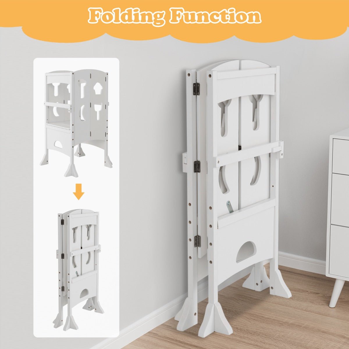 Kids Adjustable Kitchen Step Stool - Guardrails - Nurturing Kitchen Skills