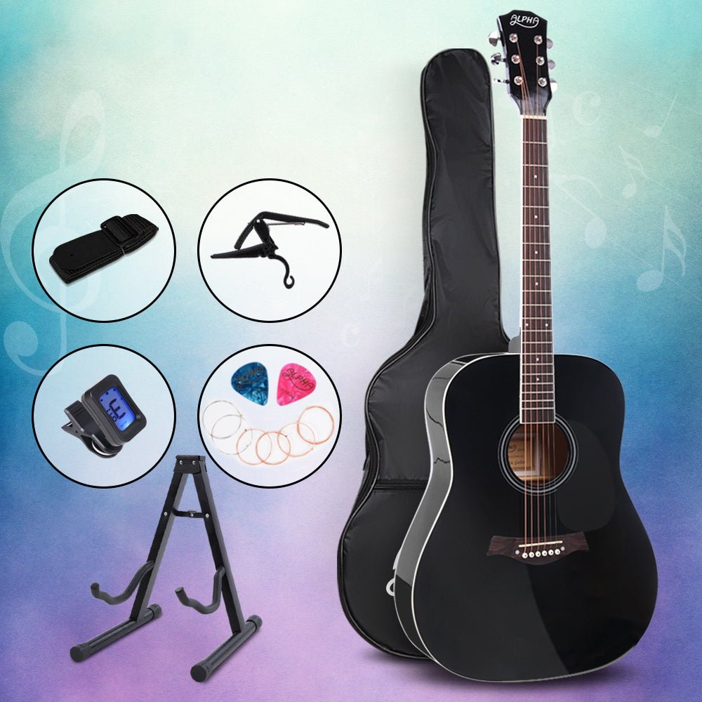 Buy Alpha 41 Inch Wooden Acoustic Guitar with Accessories Black