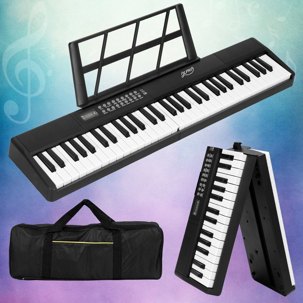 Foldable 61-Key Electric Piano with Carry Bag, perfect for childrens music exploration at home. Foldable 61-Key Electric Piano with Carry Bag, perfect for childrens music exploration at home.