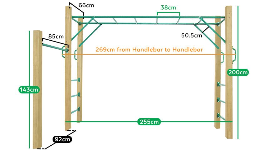 Measurements for Amazon Monkey Bar Set 2.5m: Fun and Fitness for Kids
