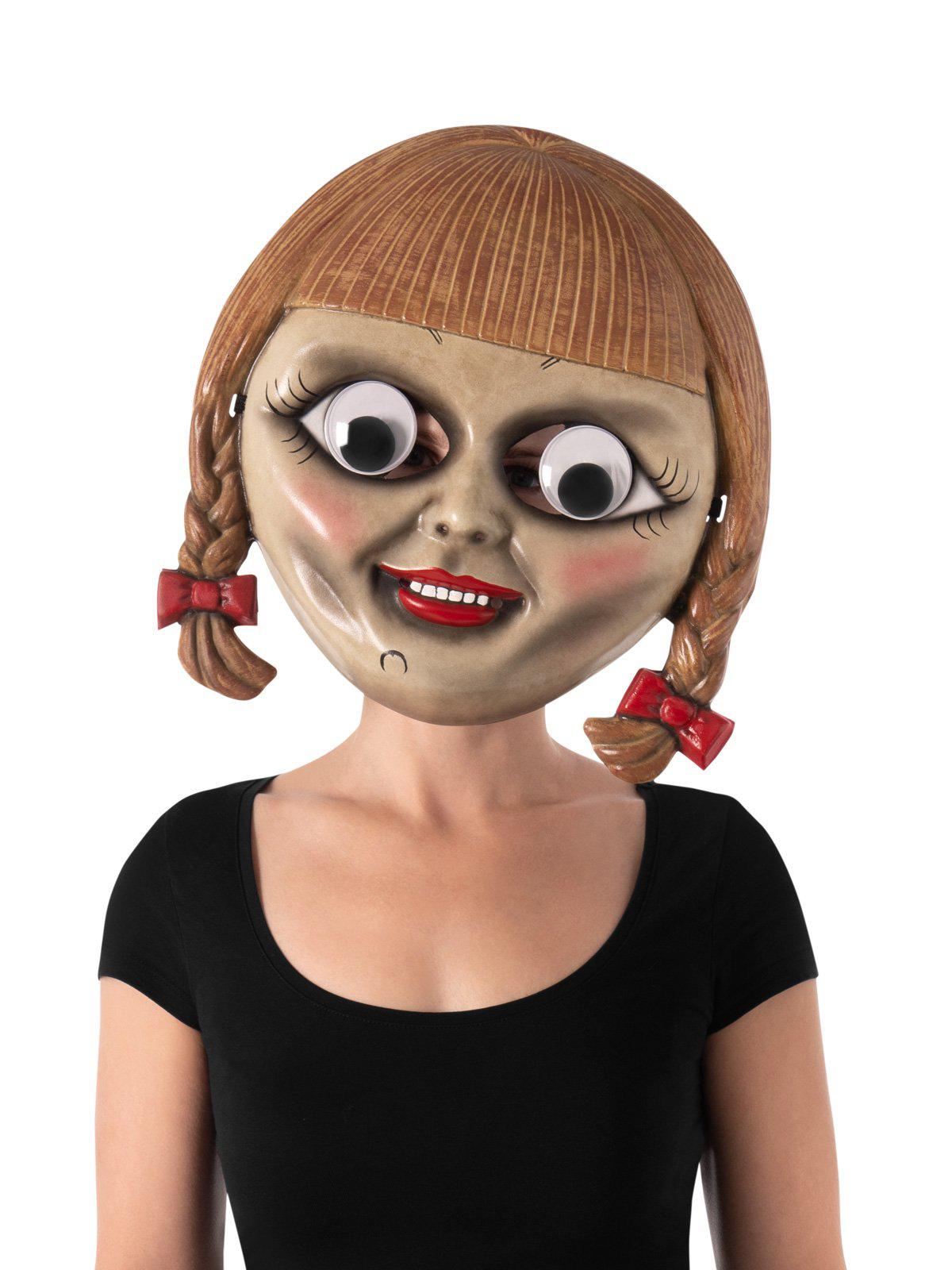 GIrl wearing Annabelle Googly Eyes Mask