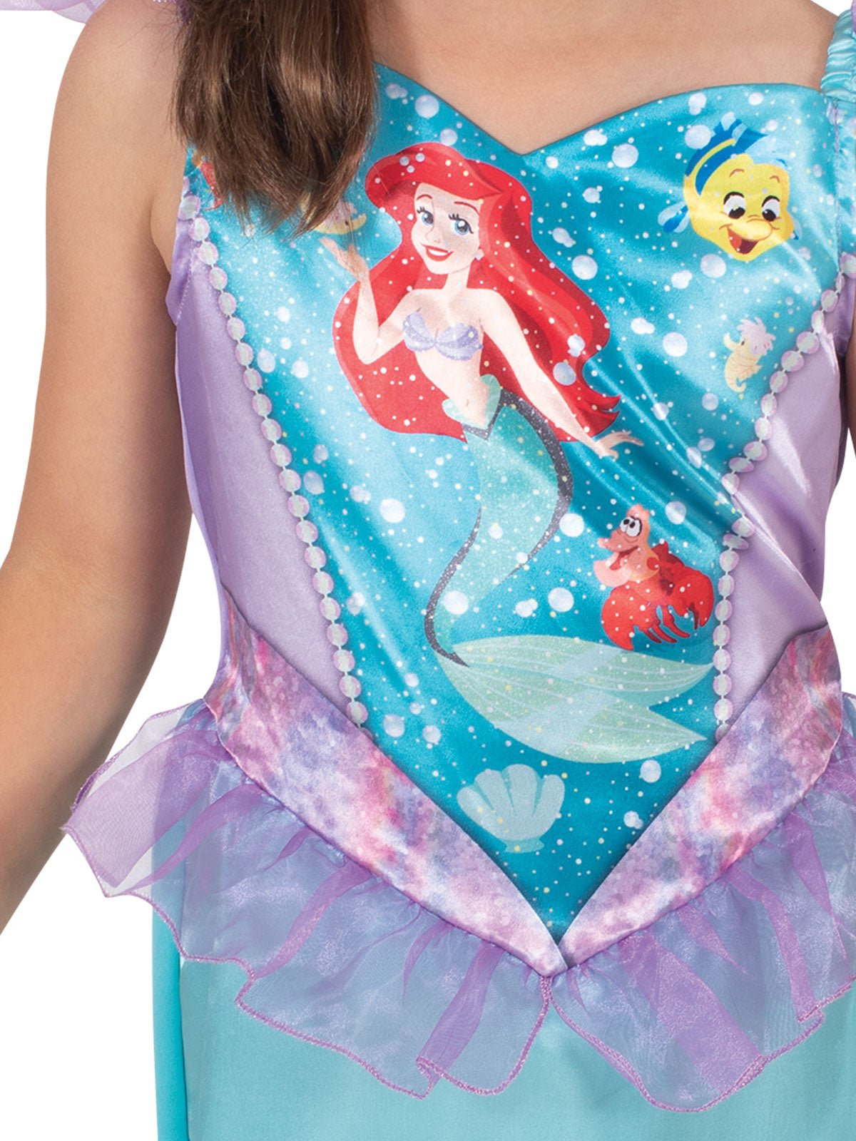 Front View Kids Ariel Undersea Costume and Bag