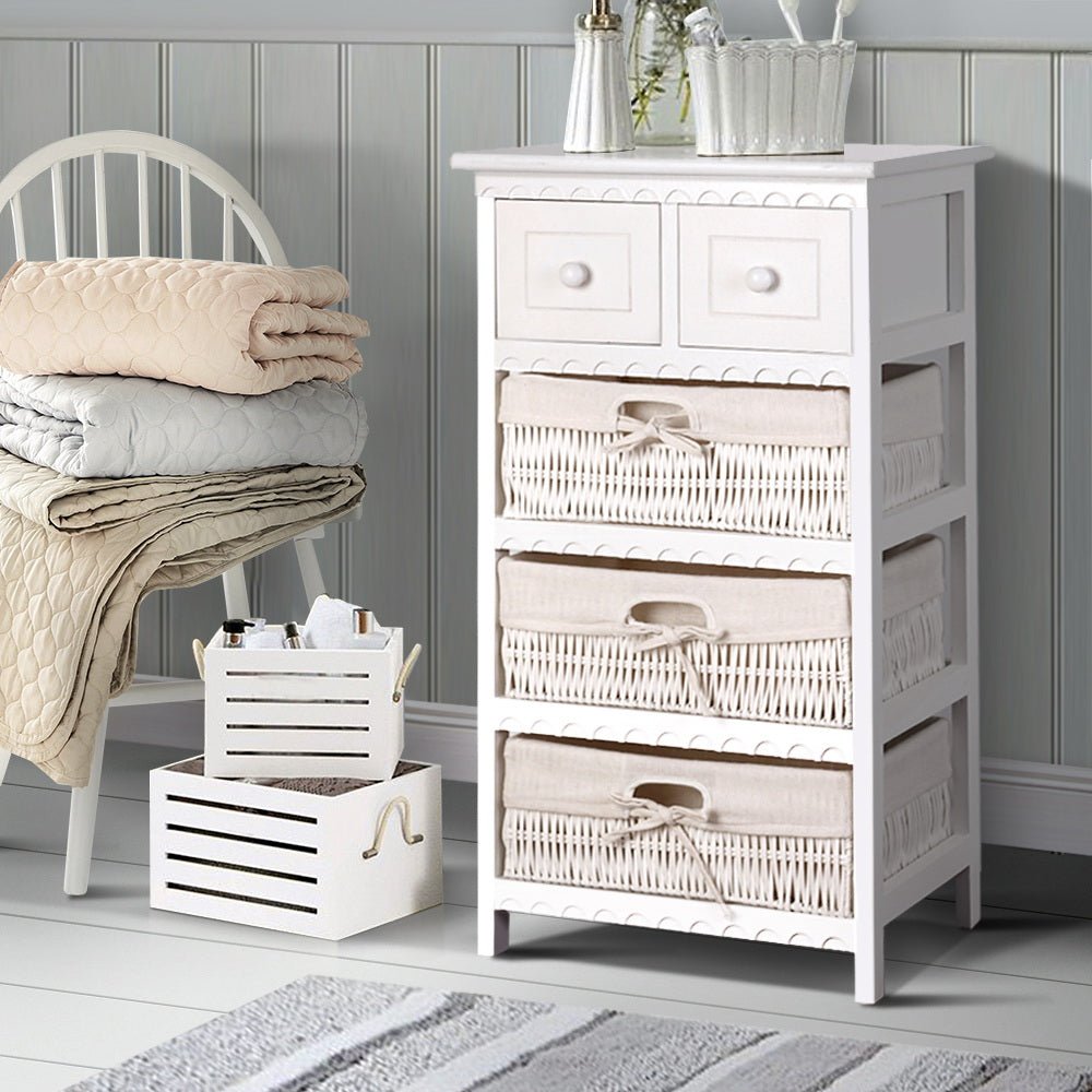 Artiss 3 Basket Storage Drawers in White, perfect for organizing toys in kids rooms.