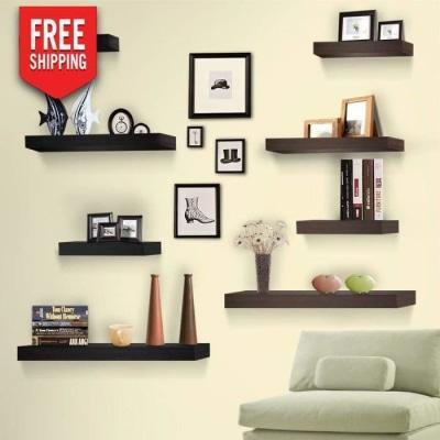 Furniture Artiss 3 Piece Floating Wall Shelves - Black