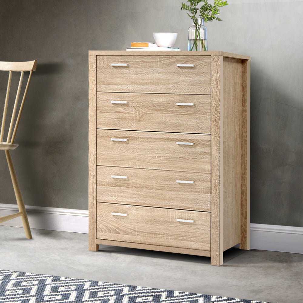 Artiss 5-drawer kids bedroom storage cabinet, perfect for organizing clothes and belongings. Artiss 5-drawer kids bedroom storage cabinet, perfect for organizing clothes and belongings.