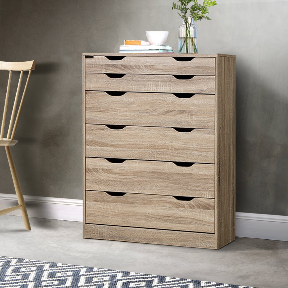 Artiss Oak Tallboy Dresser- 6 drawers for childs bedroom storage cabinet, stylish and spacious. Artiss Oak Tallboy Dresser- 6 drawers for childs bedroom storage cabinet, stylish and spacious.