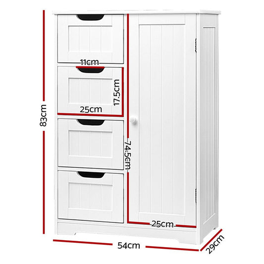 Artiss white tallboy cabinet with ample storage for kids bathroom essentials