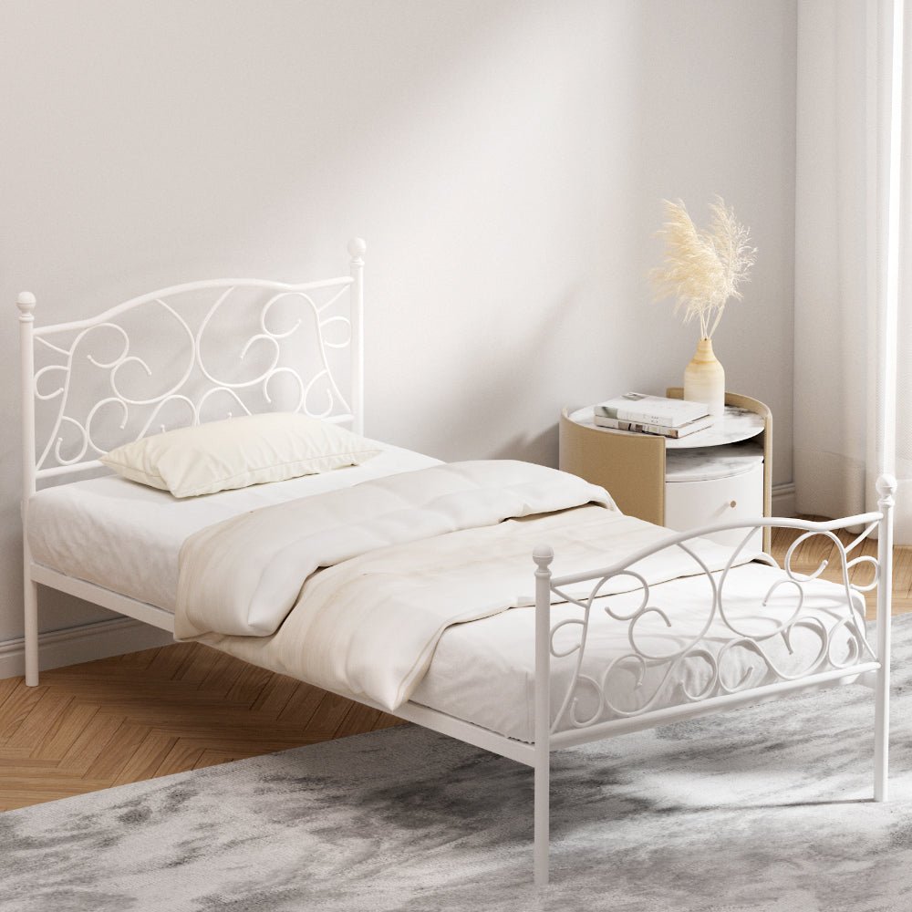 Artiss Single Metal Bed Frame for Kids Room with Unique GROA Design Artiss Single Metal Bed Frame for Kids Room with Unique GROA Design