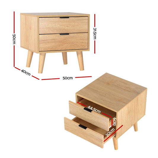 Artiss bedside table with 2 drawers, ideal for kids bedroom storage and organization.
