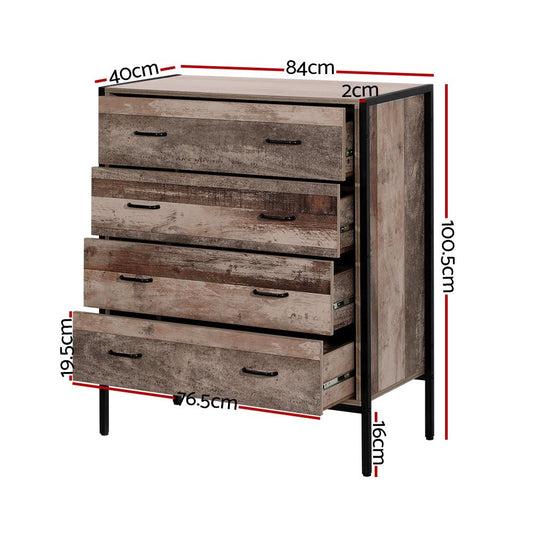Industrial Rustic Tallboy Dresser with drawers for childrens storage, versatile and charming design.