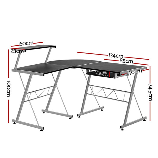 Artiss L-Shape Black Computer Desk designed for teens and adults, ideal for home study.