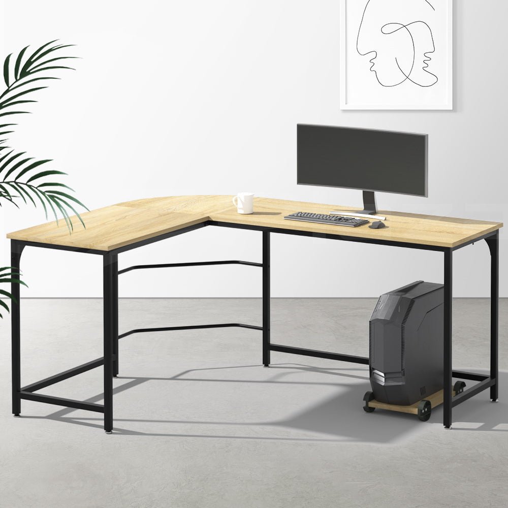 Artiss Corner Computer Desk L-Shaped Student Home Office Study Table Oak