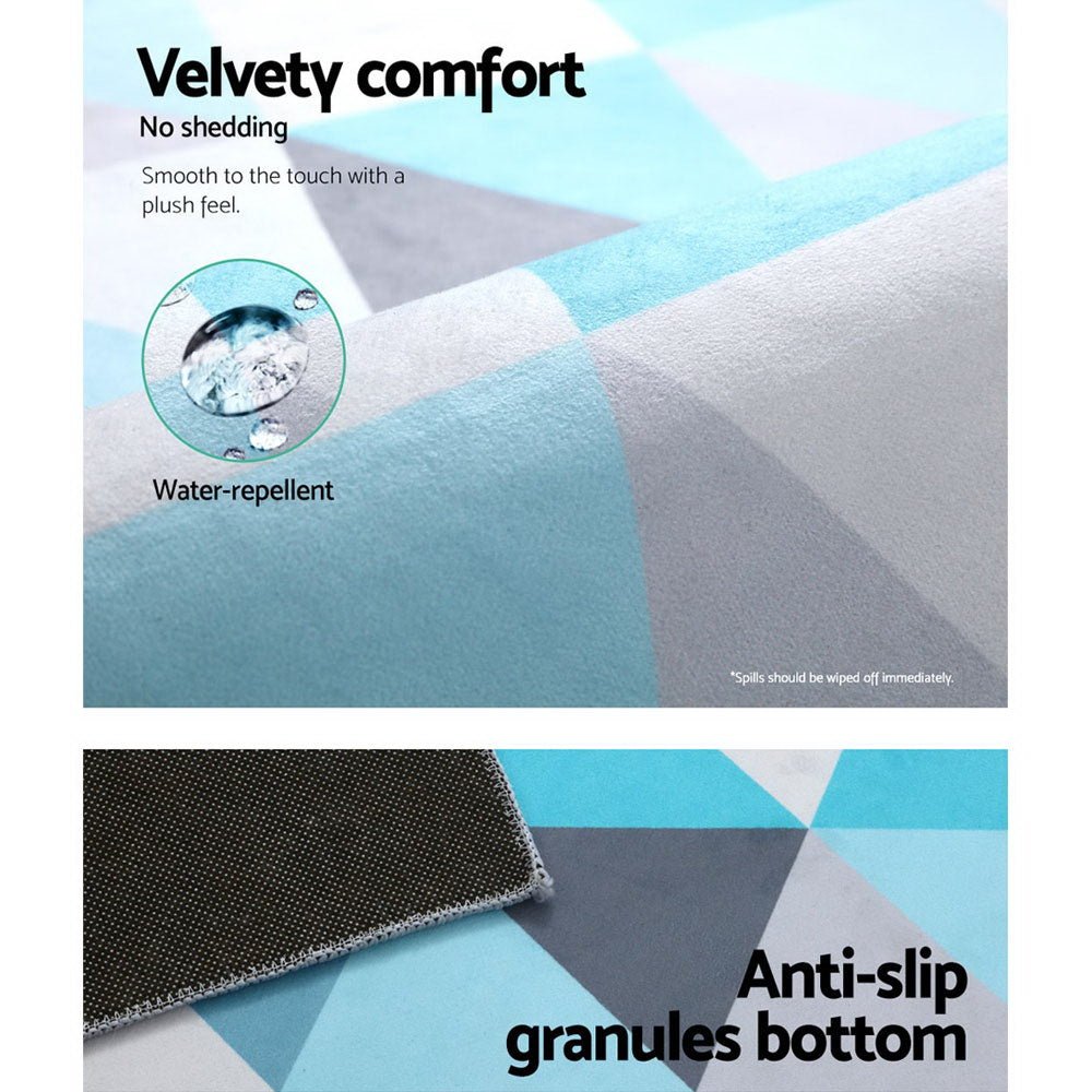 Soft, modern short pile floor rug with large area size for childrens bedrooms.