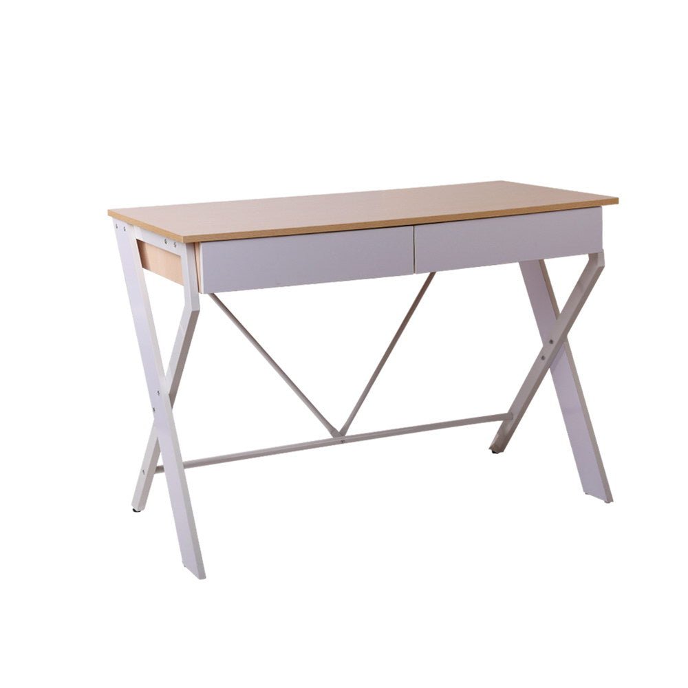 Artiss Metal Desk with Drawer - White with Oak Top | Kids Mega Mart | Shop Now!