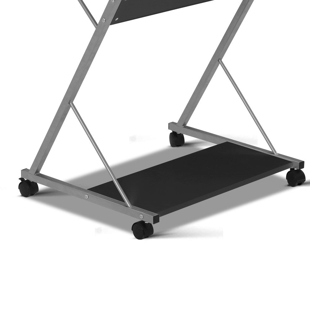 Artiss Black Metal Computer Desk for kids with Keyboard Tray and Mobility Wheels.