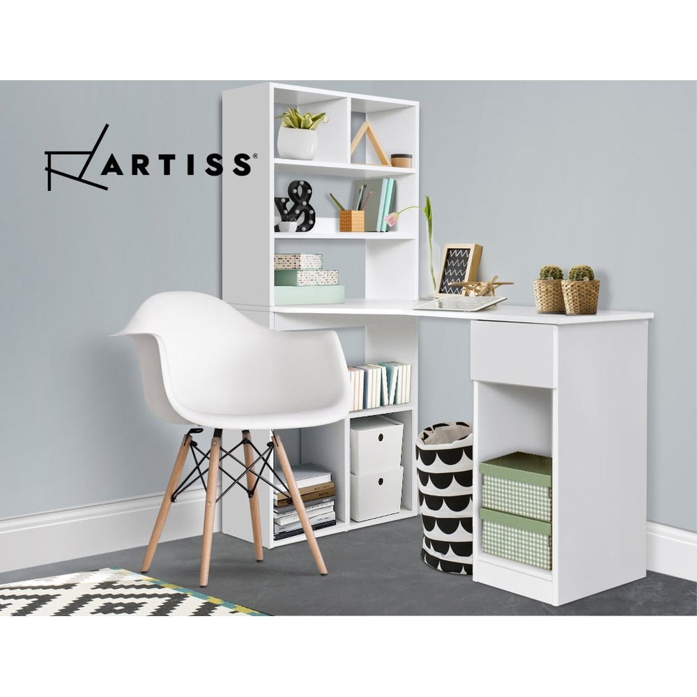 Artiss kids study desk with corner shelf, ideal for homework and creativity at home.