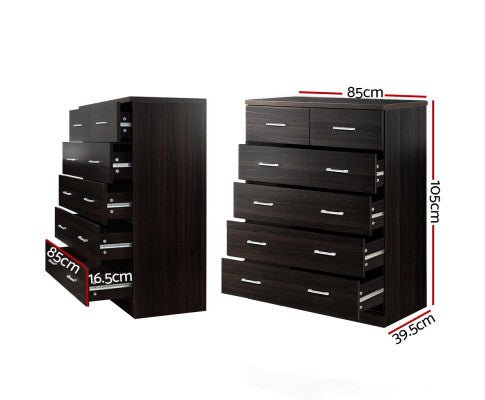 Furniture Artiss Tallboy 6 Drawers Storage Cabinet Walnut Dimensions