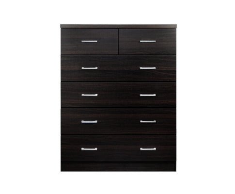 Buy Kids Furniture Artiss Tallboy 6 Drawers Storage Cabinet Walnut