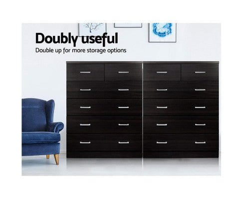 Buy Home Furniture Artiss Tallboy 6 Drawers Storage Cabinet Walnut