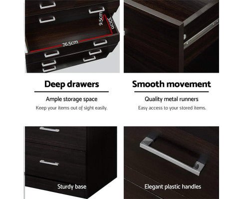 Furniture Artiss Tallboy 6 Drawers Best Storage Cabinet Walnut