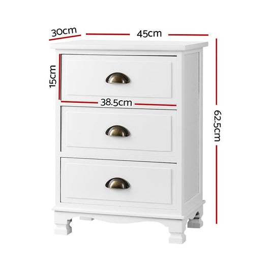 Artiss Vintage White Bedside Table with Storage, ideal for childrens room decor and organization.