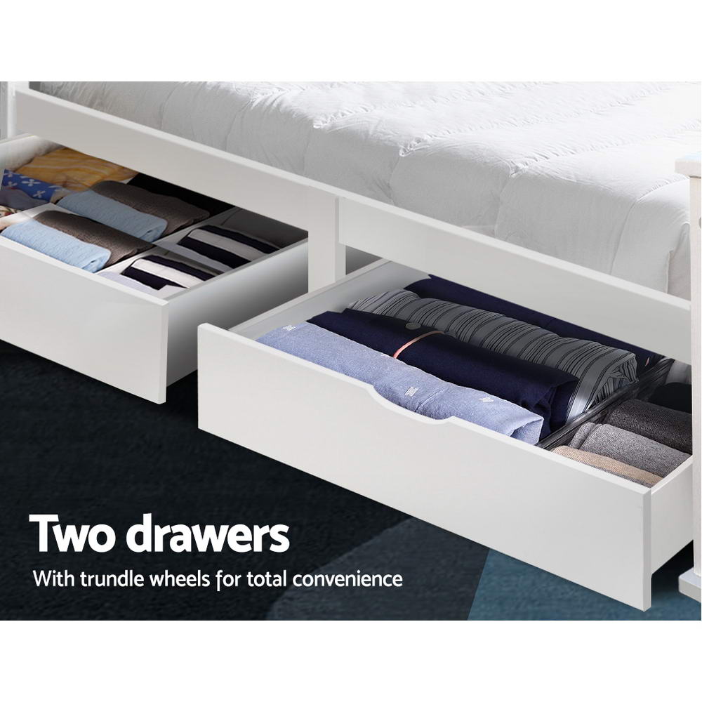 Artiss wooden bed frame with storage drawers, perfect for childrens rooms for organization and comfort.