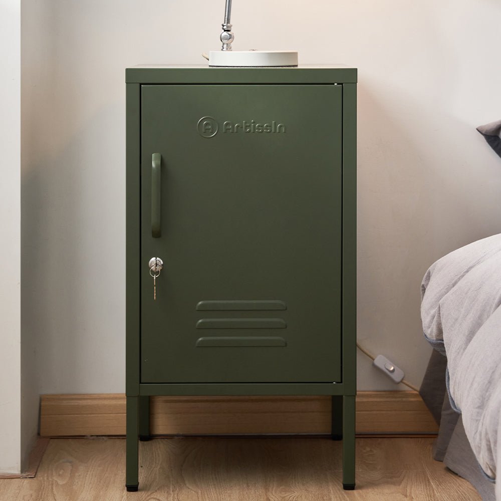 ArtissIn green metal locker for kids room storage, provides secure and stylish organization. ArtissIn green metal locker for kids room storage, provides secure and stylish organization.