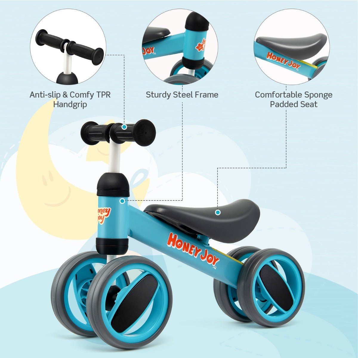 Experience Joy: Blue Baby Balance Bike with Limited Steering