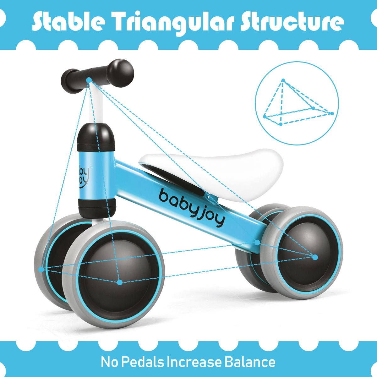 Balance Mastery: Kids Blue Balance Training Bike with Stable 4 Wheels