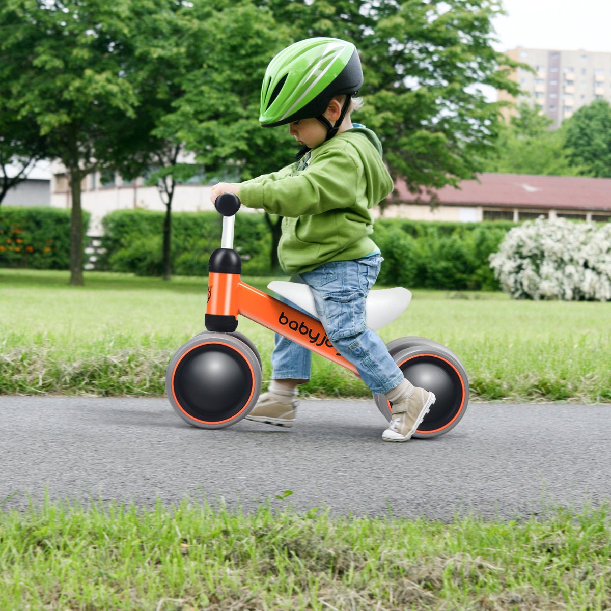 Exploring Balance: Kids Orange 4-Wheel Balance Training Bike