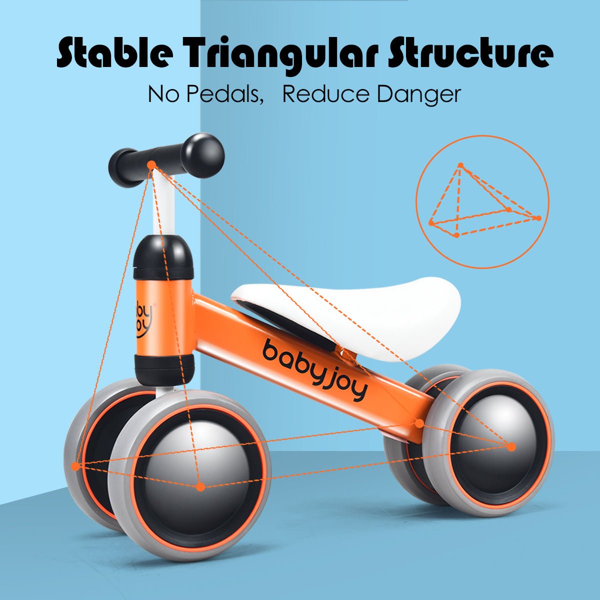 1Pedal into Fun: Orange Balance Training Bike with 4 Wheels for Kids