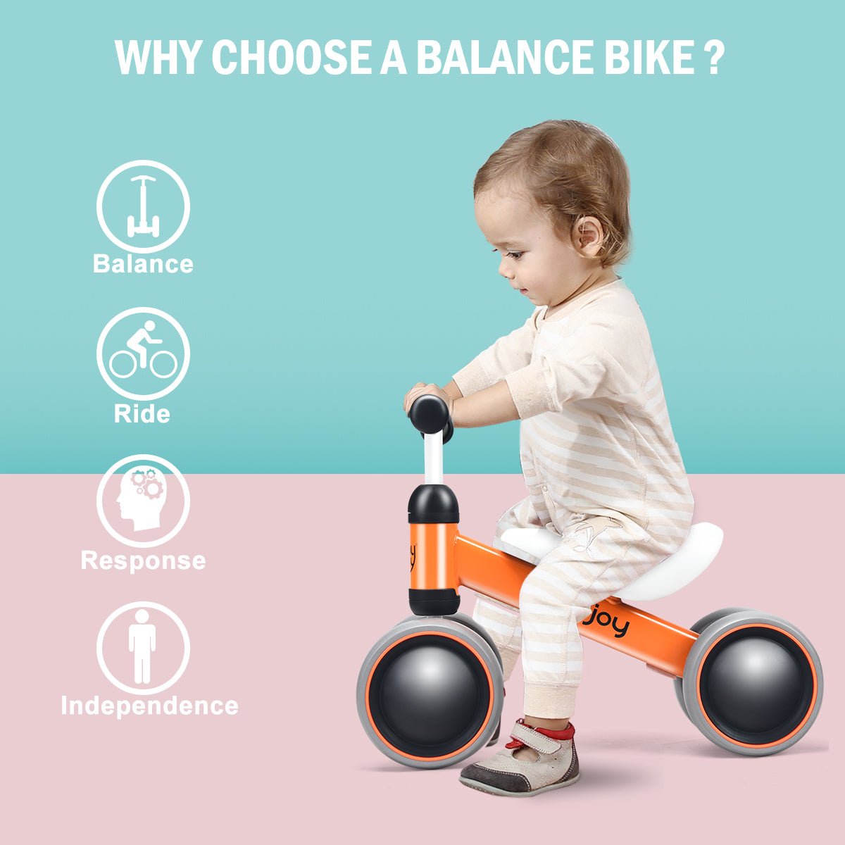 Guiding Balance Journey: Kids Orange Balance Training Bike with 4 Wheels