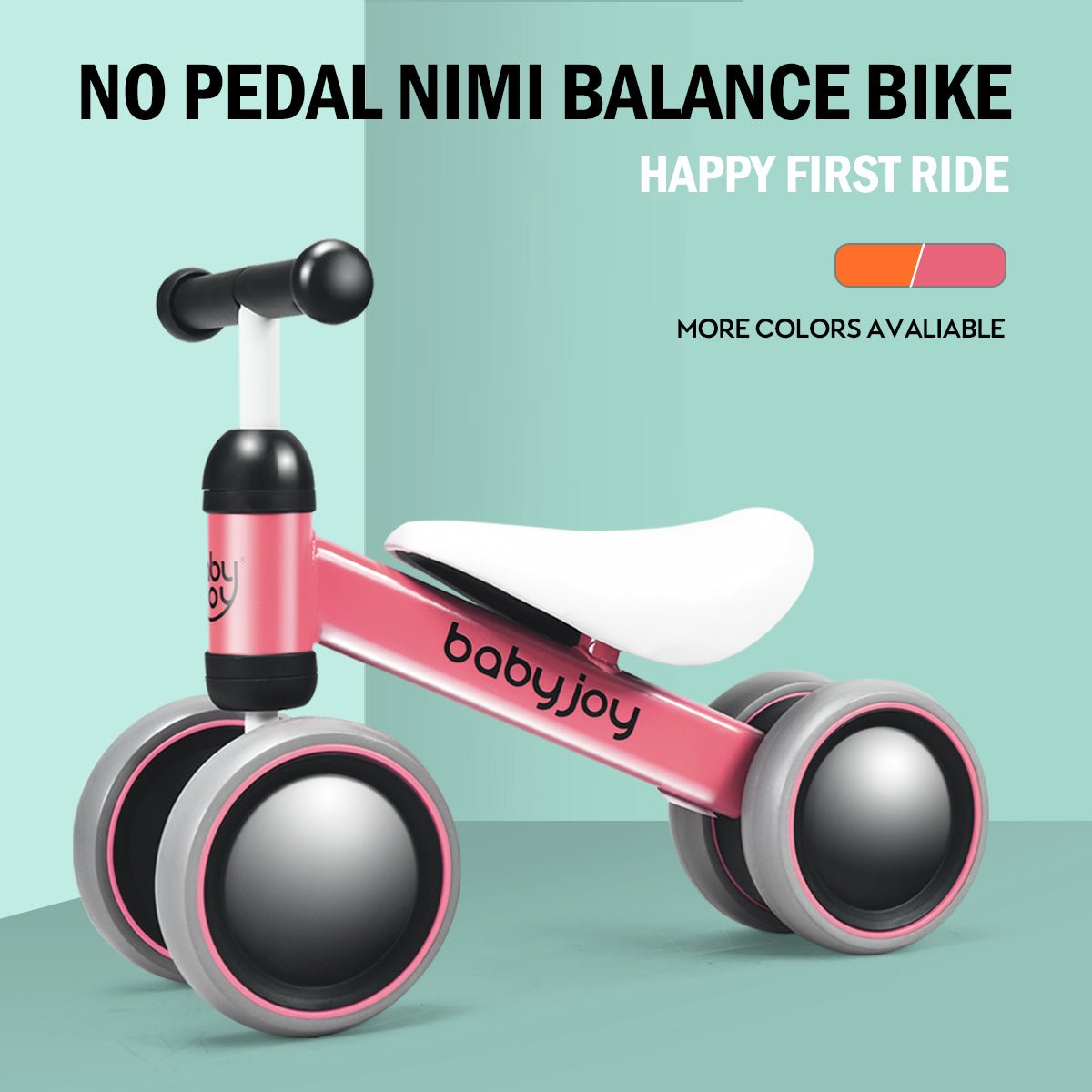 Joyful Learning on Wheels: Pink Balance Training Bike with 4 Wheels