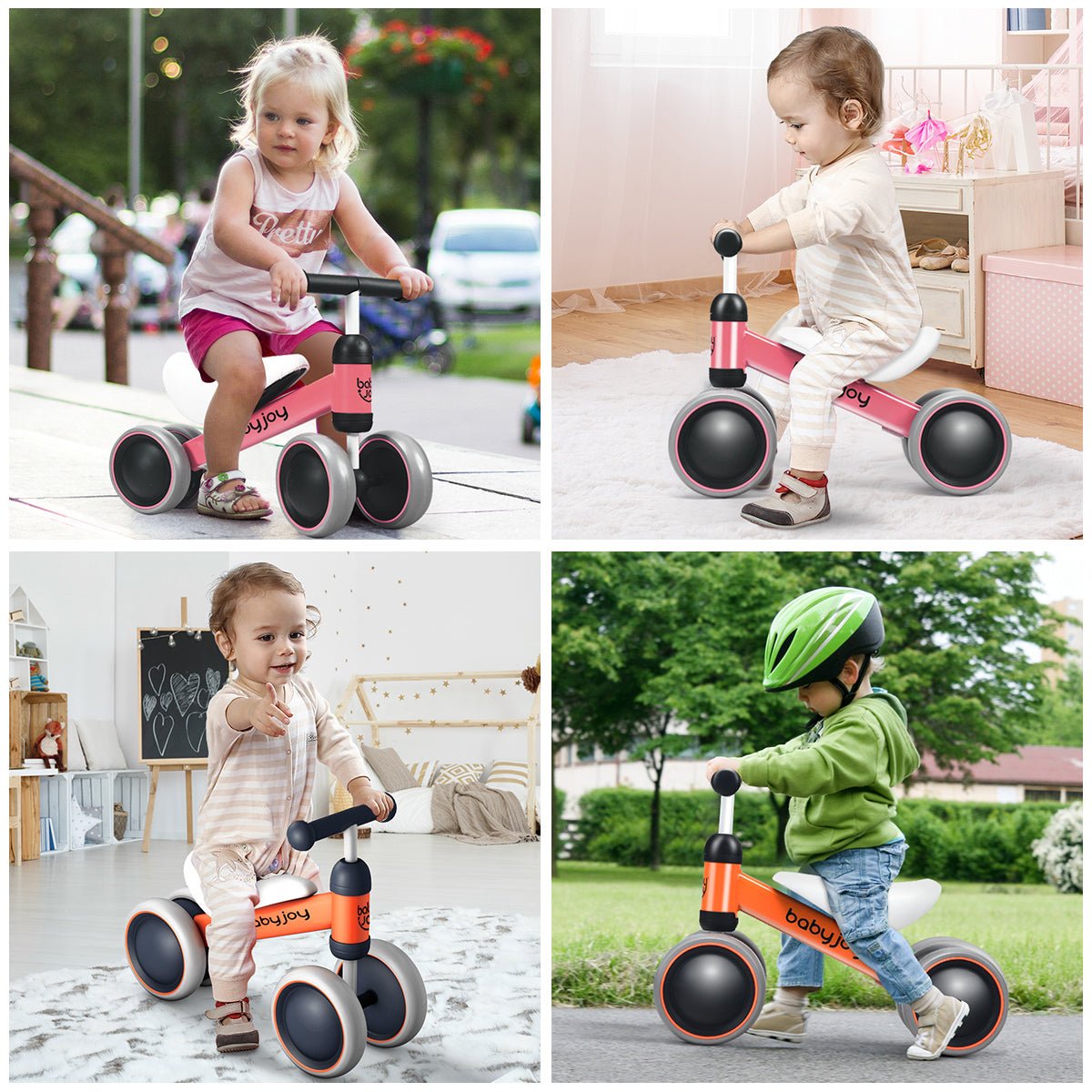 1Pedaling Joy: Pink Balance Training Bike with 4 Wheels for Kids