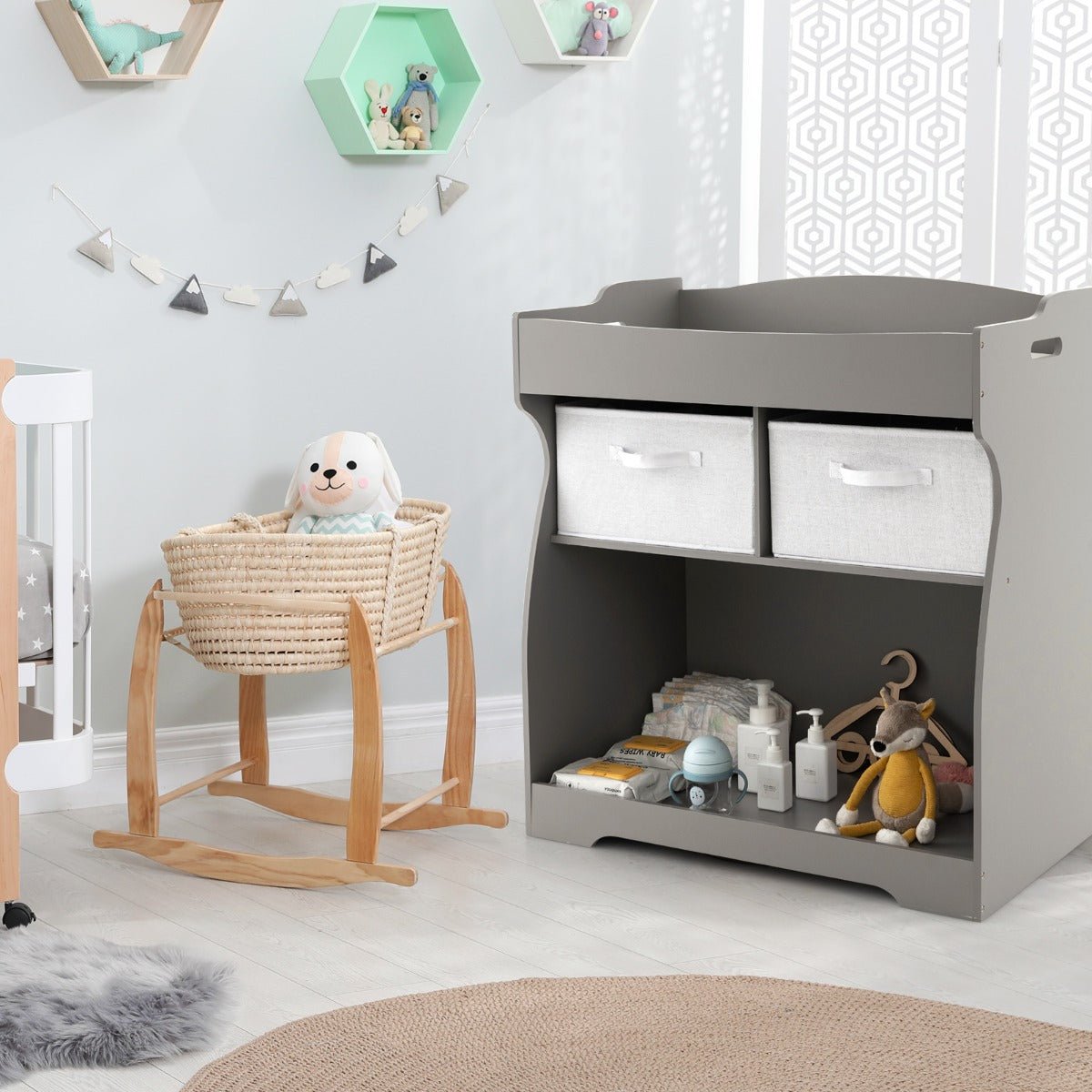 Grey Changing Table in Nursery