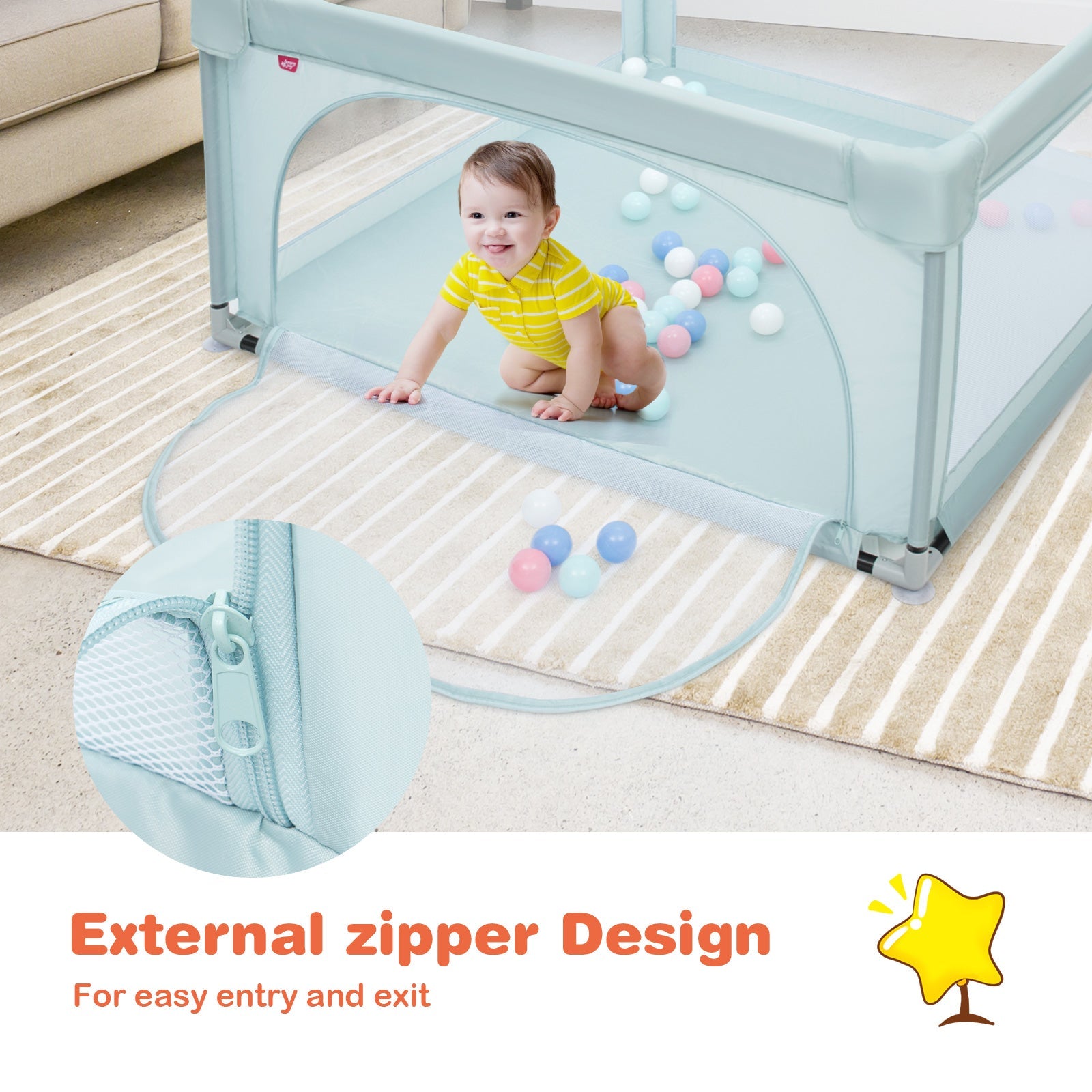 Blue Baby Playpen - Secure Space for Little Explorers